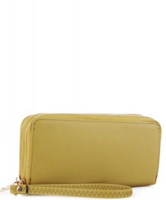 Simple Double Zip-Around Wallet OCK-W0095 LGOLD